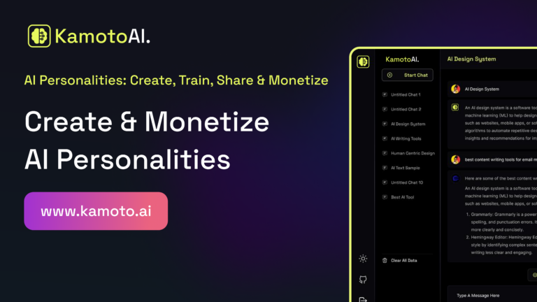 KamotoAI is a revolutionary platform for creating, training, and monetizing custom AI personalities. Experience seamless API integration, AI marketplace access, and personalized AI solutions for various industries. Join us in transforming AI interactions.